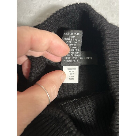 INC International Concepts Velvet Flocked Mesh Black Sweater Women's Large Goth - Picture 8 of 8